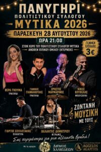 Πανηγύρι στο Μύτικα Χαλκίδας την Παρασκευή 28 Αυγούστου 2026
